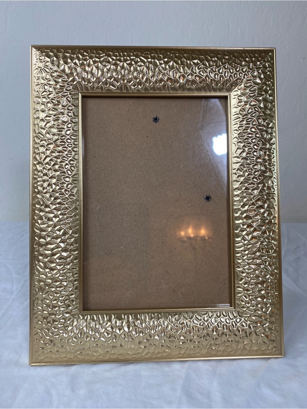 Gold Tone Hammered Metal Picture Frame 5x7 Glam Modern